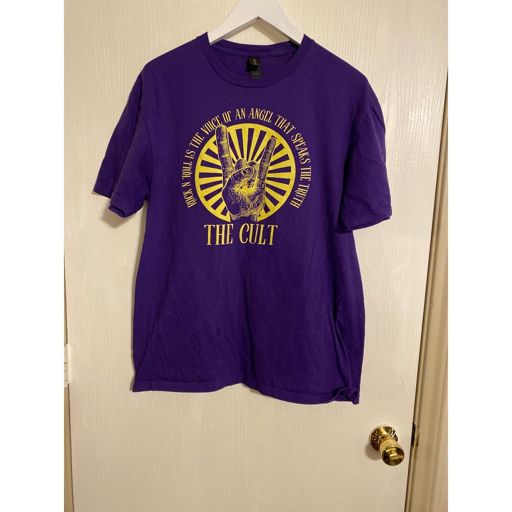 The Cult Band T-Shirt Mens L Purple RockNRoll Is The Voice Of An Angel Tee
0236